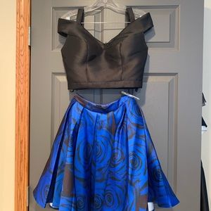 Black and Blue, Two-piece, Semi-formal Dress